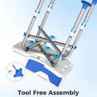 HOMCOM Shower Chair with U-Shaped Cutout, Height Adjustable Bath Bench, Padded Shower Stool for Elderly, Senior, Disabled, Blue(m-8)