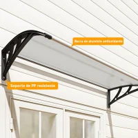 Outsunny Marquesina para Puertas y Ventanas 110x60 cm con Paneles de Policarbonato Regleta de Aluminio Transparente(m-8)