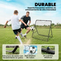 SPORTNOW Red de Rebote Plegable Reboteador de Fútbol Ángulo Ajustable de 5 Niveles con Tubo de Acero 120x73x112 cm Negro(m-5)