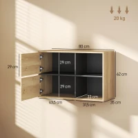 HOMCOM Armario de Baño de Pared con Compartimentos Abiertos y 2 Puertas Mueble de Baño Moderno 80x35x57,5 cm Natural(m-3)