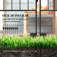 Outsunny Valla de Jardín Exterior de 4 Paneles 88x110 cm Vallas Decorativas con Ángulo Ajustable Negro(m-4)