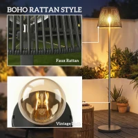 Outsunny Outdoor Solar Floor Lamp, Adjustable Height Rechargeable Floor Lamp IP44 Waterproof(m-6)