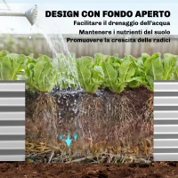 Outsunny Orto Rialzato da Esterno con Griglia per Rampicanti e Fondo Aperto, in Acciaio, 200x60x103 cm, Argento(m-8)