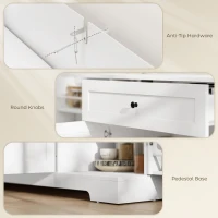 HOMCOM Buffet da cucina con cassetto e 4 ante a chiusura soft, Mobile contenitore con porta-rack e ripiani regolabili, 140x40x80 cm, Bianco(m-4)