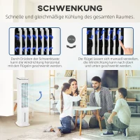 HOMCOM 2 in 1 Luftkühler mit Wasserkühlung 5L Wassertank, 12h Timer, für 20 ㎡(m-8)