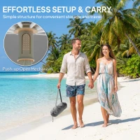 Outsunny 1.7 m Beach Umbrella with Sand Anchor, 30° Tilting Fringed Beach Garden Parasol with Adjustable Height, Grey(m-8)