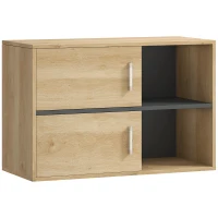 HOMCOM Armario de Baño de Pared con Compartimentos Abiertos y 2 Puertas Mueble de Baño Moderno 80x35x57,5 cm Natural(m-1)