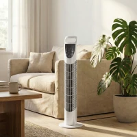 HOMCOM Tower Fan Oscillating 3 Speeds 3 Winds 40W w/ RC Timer Quiet - White(m-9)