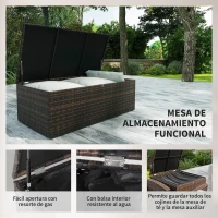 Outsunny Conjunto de Jardín Exterior de Ratán 6 Piezas Cojines Sofá Doble Sofá 3 Plazas 2 Sillones 2 Mesas Auxiliares Beige(m-7)