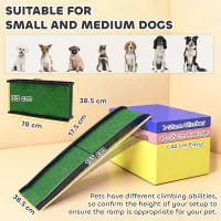 PawHut Foldable Dog Ramp with Artificial Anti-slip Surface, Portable & Lightweight, for Cars, Home, 155 x 38.5 x 15.5 cm(m-3)