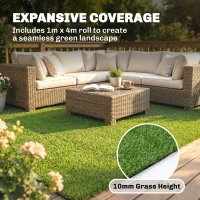 Outsunny Artificial Grass Turf Low Maintenance Realistic Lawn Pet Turf with Drain Holes for Garden 1m x 4m Green(m-4)