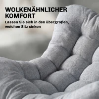 Outsunny Rattan Schaukelstuhl Gartenliege mit dicke Kissen, Gartenschaukel bis 120 kg Indoor Outdoor 87 x 110 x 70 cm Grau(m-4)