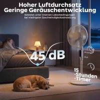 HOMCOM Standventilator mit 15-Stunden-Timer, 85° Oszillation, LED-Bedienfeld, Fernbedienung, weiß(m-7)
