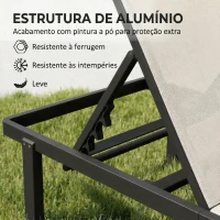 Outsunny Conjunto de 2 Espreguiçadeiras Reclináveis com Rodas Encosto Ajustável 4 Níveis Estrutura de Alumínio Tecido Textilene Bege(m-5)