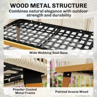 Outsunny Tuinmeubelset 4-delig polyrattan loungeset met tweezitter, 2 stoelen, acaciahouten lamellentafel, dikke wasbare kussens(m-5)