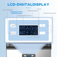 HOMCOM Kommerzielle Eiswürfelmaschine 45 kg/24H Eismaschine mit 11 kg Speicher, LCD-Anzeige für Restaurant(m-5)