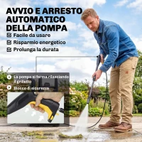 Outsunny Idropulitrice Elettrica 1600W Portatile con Ugello Regolabile e Ruote, Giallo(m-6)