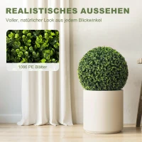 HOMCOM 52 cm künstliche Eukalyptuskugeln im 2er-Set, UV-beständige Dekopflanzen mit 1086 Blättern für Innen- und Außen(m-4)