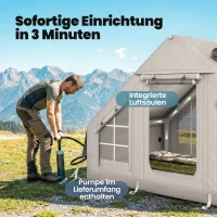 Outsunny Aufblasbares Zelt 5-8 Personen Schneller Aufbau 5000 mm Wasserdicht & Winddicht mit Luftpumpe Kaminöffnung Dachfenster(m-4)