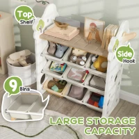 Regal dla dzieci 4-poziomowe z 9 wyjmowanymi pudełkami(m-4)