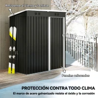 Outsunny Cobertizo de Jardín Exterior 1,37 m² 163x90x179 cm con Puerta con Pestillo y Ranuras de Ventilación Gris Oscuro(m-5)