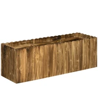 Outsunny Jardinera de Madera Jardinera Elevada para Cultivos Verduras Flores en Patio Balcón Terraza 120x40x40 cm Carbonizada(m-1)
