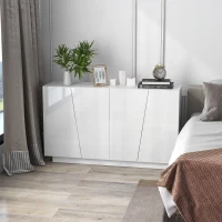 HOMCOM Meuble de rangement avec placards à portes et étagère réglable, 150 x 40 x 88 cm, blanc brillant(m-10)