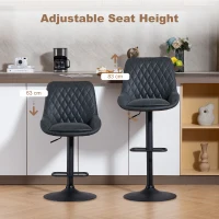 HOMCOM Set of Two Faux Leather Retro Bar Stools - Black(m-4)