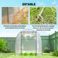 Outsunny Invernadero de Túnel 3x2x2 m con Puerta Enrollable 2 Ventanas de Malla y Estructura de Acero Transparente(m-7)