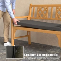 Outsunny Wasserabweisendes Bankkissen, Outdoor-Sitzpolster mit abnehmbarem Bezug und Befestigungsbändern für Garten und Terrasse, 110 x 46 cm, Dunkelgrau(m-6)