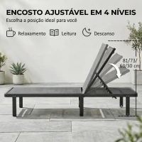 Outsunny Conjunto de 2 Espreguiçadeiras de Jardim Reclináveis com Rodas Encosto Ajustável em 4 Níveis e Tecido Textilene Cinza Escuro(m-4)