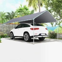 Outsunny Carport auvent pour voiture 6 x 3 m acier galvanisé robuste toit PE haute densité gris(m-10)