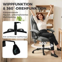 HOMCOM Ergonomischer Massage-Bürostuhl mit 4 Knetpunkten, Chefsessel mit hoher Butterfly-Rückenlehne, breitem Sitz, Grau(m-9)