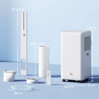 HOMCOM Mobiles Klimagerät mit Abluftschlauch 12.000 BTU 3,5 kW, 5-in-1, 24h-Timer, Fernbedienung bis 35㎡(m-3)
