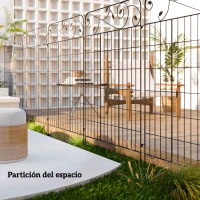 Outsunny Valla de Jardín Exterior de 4 Paneles 88x110 cm Vallas Decorativas con Ángulo Ajustable Negro(m-6)