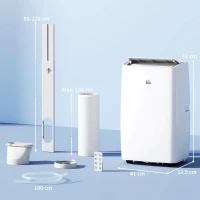 HOMCOM Portable Air Conditioner 12000 BTU, 4-in-1 Air Conditioning Unit, Dehumidifier, Cooling, Fan, Sleep Mode with 2 Speeds, Remote, LED Display, 24H Timer, Window Kit, Child Lock, 35m², Cream(m-3)