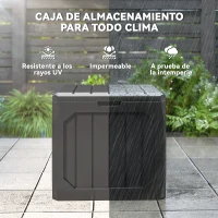 Outsunny Baúl de Almacenaje Exterior de Plástico Capacidad 121L con 2 Asas y Tapa Bloqueable Impermeable 56x45x53 cm Negro(m-7)