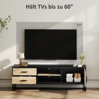 Szafka RTV z szufladami i otwartymi półkami, Czarna(m-8)