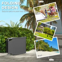 Outsunny Folding Sun Lounger Set of 2 with Canopy, Reclining Sunbed with 4-Position Adjustable Backrest, 600D Oxford Cloth, Portable Garden Lounger Recliner Chair for Beach, Camping, Patio, Grey(m-5)