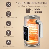 HOMCOM Touch Screen Kettle and Toaster Set - Grey(m-4)