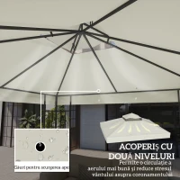 Outsunny invelis de inlocuire pentru Pergola de Gradina cu Doua Nivele si Orificii de Drenaj, 300x300 cm, Alb Crem(m-4)