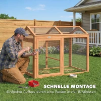 PawHut Hühnerstall Freilaufgehege mit Sitzstange Doppeltüren, aus Holz und Metall, für 2 Hühner, 104 x 70,5 x 84 cm Orange(m-8)