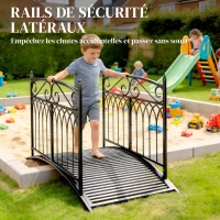 Outsunny Pont de Jardin en Métal Style Baroque Passerelle Décorative avec Garde-Corps 91cm et Charge 100kg Noir(m-6)
