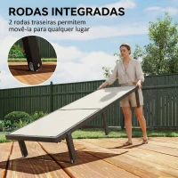 Outsunny Conjunto de 2 Espreguiçadeiras Reclináveis com Rodas Encosto Ajustável 4 Níveis Estrutura de Alumínio Tecido Textilene Bege(m-6)