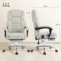 HOMCOM Office Chair with 6-point Vibration Massage and Heat, Fabric Desk Chair with Footrest, High Back, Cream White(m-3)