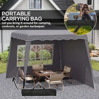 Outsunny Gazebo pieghevole 2,9x2,9 m con pareti e altezza regolabile, Grigio(m-4)