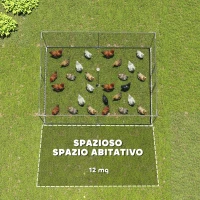 PawHut Pollaio per Galline da Esterno con Tetto e Serrature, in Acciaio Zincato, 4x3x2 m, Argento(m-4)