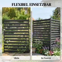 Outsunny Gartenzaun 2 Paneele 91 x 152 cm Metall Sichtschutzzaun mit Pfosten & Schutzkappen rostfreie Schwarz(m-5)