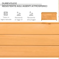 Outsunny Baule da Esterno in Legno di Abete Impermeabile con Base Rialzata, 127x56x60 cm, Giallo Scuro(m-4)