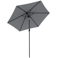 Outsunny Parasol de Jardin Extérieur Rond 2m, Inclinable à 30°, Manivelle, Mât en Aluminium, Toile 180 g/m², Anti-UV, Gris Foncé(m-12)